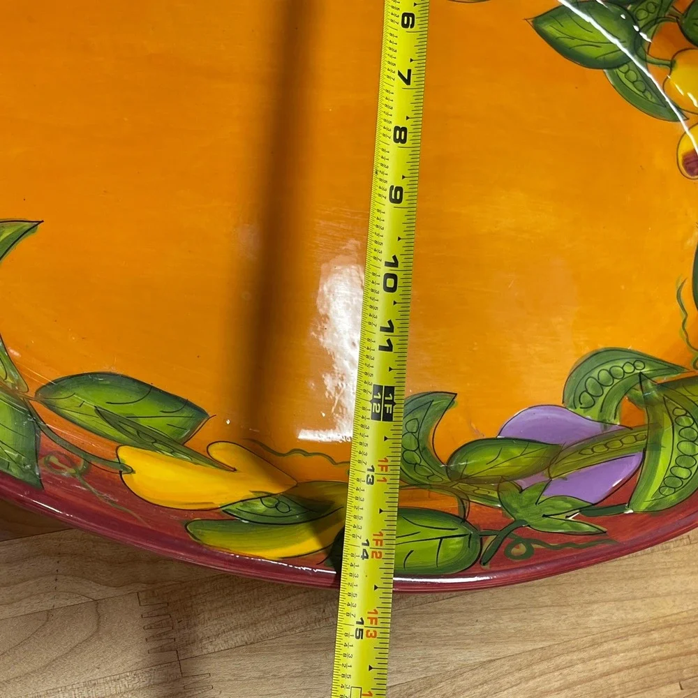Peas in a Pod By Laurie Gates Ware Oval Serving Platter Red 19 Inches